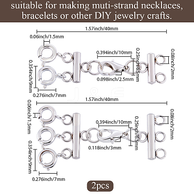2Pcs 2 Styles 304 Stainless Steel Chain Extender STAS-BBC0008-10P-1