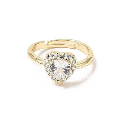 Brass Micro Pave Clear Cubic Zirconia Cuff Open Rings CU-CBA5C10-01G-1