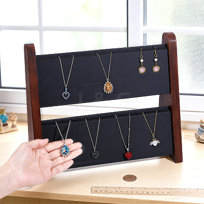 Double-Layer Wooden Jewelry Display Stand ODIS-WH0099-284B-1