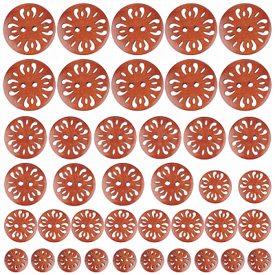 40Pcs 4 Style Flat Round 2-hole Basic Sewing Button FIND-GF0004-85B-1