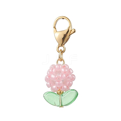 Flower Glass Seed Beads Beaded Pendant Decorations HJEW-MZ00195-1