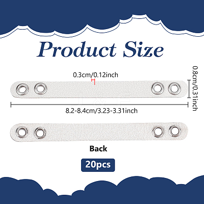 20Pcs Imitation Leather Bag Webbing Straps with Silver Color Plated Metal Eyelets for Bag Accessories DIY-NB0016-35D-1