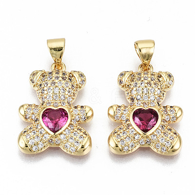 Brass Micro Pave Clear Cubic Zirconia Pendants ZIRC-S067-213-NF-1