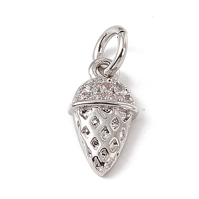 Brass Micro Pave Clear Cubic Zirconia Ice Cream Charms ZIRC-F132-69P-1