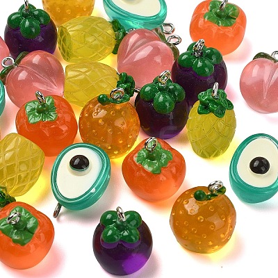 12Pcs 6 Styles Resin Pendants RESI-YW0006-10-1