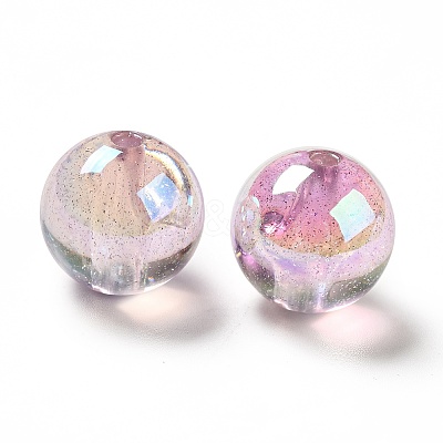 UV Plating Transparent Rainbow Iridescent Acrylic Beads OACR-D010-01D-1