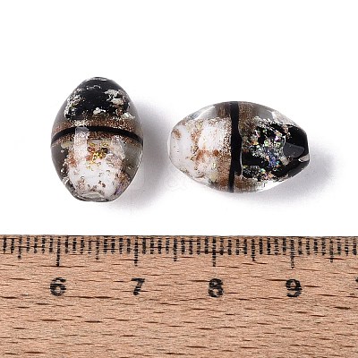 Two Tone Color Handmade Foil Glass Beads FOIL-Q001-01H-1