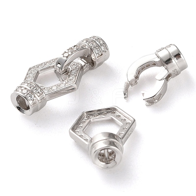 925 Sterling Silver Micro Pave Clear Cubic Zirconia Fold Over Clasps STER-K176-24P-1