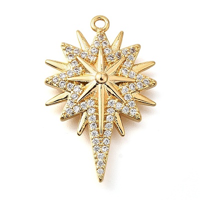 Brass Micro Pave Clear Cubic Zirconia Pendants X-KK-U065-13G-1