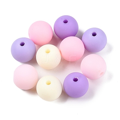 Rubberized Style Imitated Silicone Acrylic Beads MACR-T048-01C-14-1