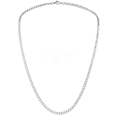 1Pc 304 Stainless Steel Cuban Link Chain Necklaces for Men Women NJEW-BM0001-08C-1