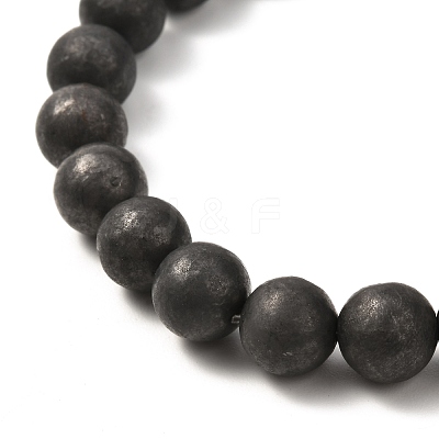 8mm Matte Round Natural Shungite Beads Energy Power Stretch Bracelet for Men Women BJEW-JB07069-1
