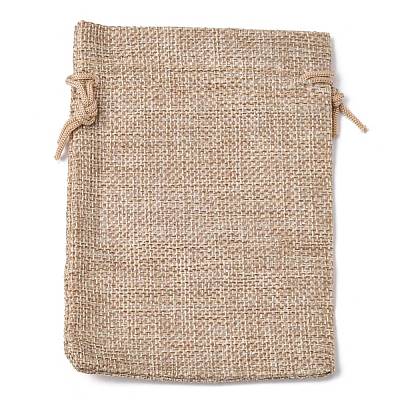 Polyester Imitation Burlap Packing Pouches Drawstring Bags X-ABAG-R004-14x10cm-05-1