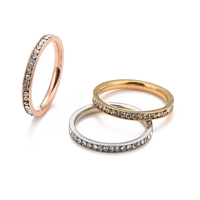 304 Stainless Steel Rhinestone Rings Set STAS-D178-01D-1