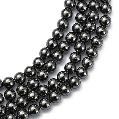 Non-Magnetic Synthetic Hematite Beads Strands G-H1624-8mm-2-1