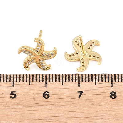 Brass Micro Pave Cubic Zirconia Stud Earrings EJEW-G471-29A-G-1