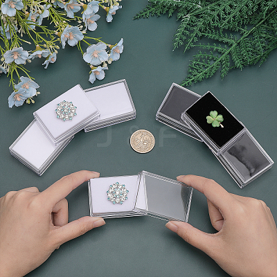 10Pcs 2 Colors Rectangle Transparent Plastic Loose Diamond Gemstone Storage Boxes CON-WH0095-46-1