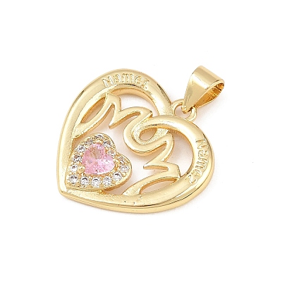 Mother's Day Brass Cubic Zirconia Pendants KK-L251-07G-01-1