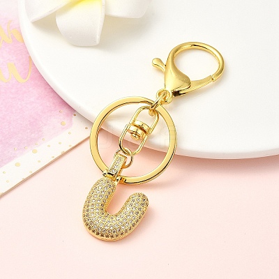 Brass Micro Pave Cubic Zirconia Keychain KEYC-YW00089-21-1