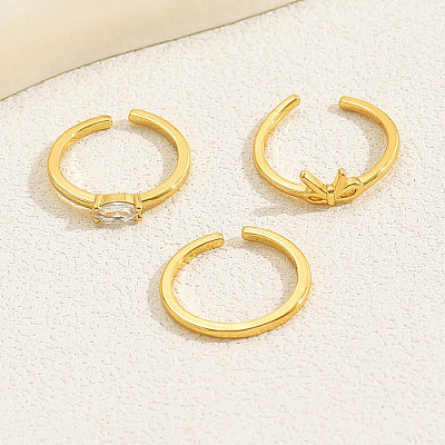3Pcs 3 Style Cubic Zirconia Solitaire Rings WN2944-1-1
