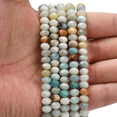 Natural Flower Amazonite Beads Strands G-Z111-A19-1