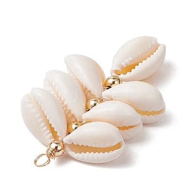 Natural Cowrie Shell Color-Changing Cluster Pendants PALLOY-JF03560-01-1