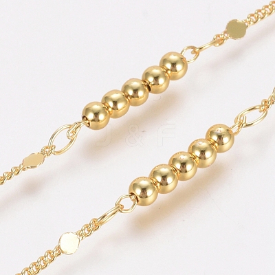 Brass Handmade Beaded Chains CHC-G006-07G-1