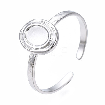 Non-Tarnish 304 Stainless Steel Open Cuff Finger Ring Cabochon Settings LS-STAS-T060-11P-1