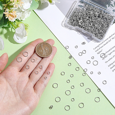 600Pcs 4 Styles 304 Stainless Steel Open Jump Rings STAS-BBC0010-03-1