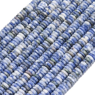 Frosted Natural Blue Spot Jasper Beads Strands G-K389-C05-01A-1