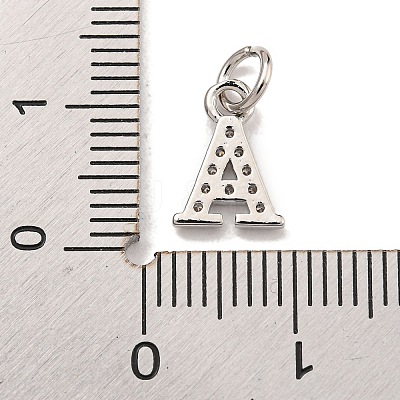 Initial Letter Brass with Cubic Zirconia Charms KK-Q814-26A-P-1
