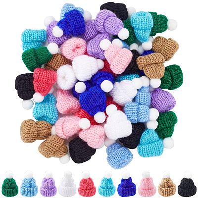 50Pcs 10 Colors Polyester Doll Woolen Hat DOLL-CP0001-01-1