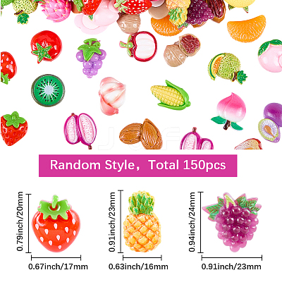 190g Opaque Resin Fruit & Vegetable Adhesive Back Cartoon Stickers RESI-SC0036-50-1