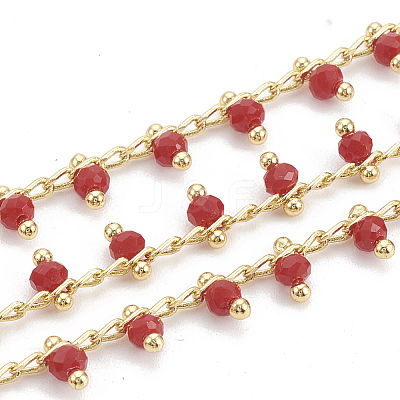 Handmade Glass Beaded Chains CHC-S002-13B-G-1