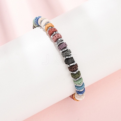 Chakra Dyed Natural Lava Rock Heishi Beaded Bracelets GG-CBA922D-02-1