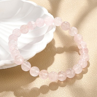 Natural Rose Quartz Stretch Bracelets G-N0272-01-1