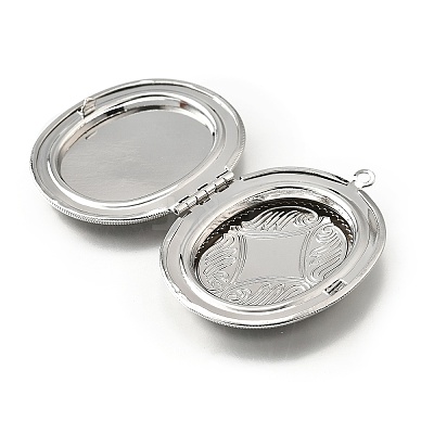 Rack Plating Brass Locket Pendants KK-K277-09P-1
