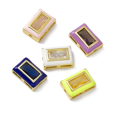 Rack Plating Brass Rectangle Beads KK-C007-14G-1