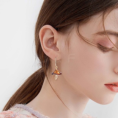 Enamel Mushroom Dangle Stud Earrings JE987E-1