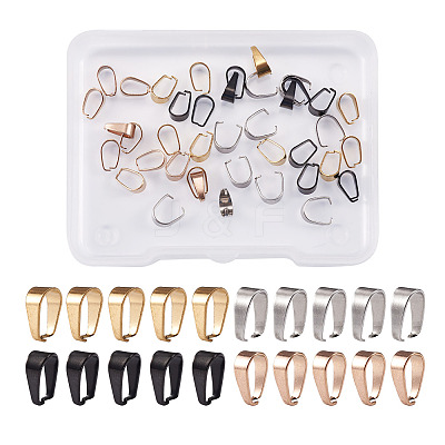 40Pcs 4 Style PVD Vacuum Plating 304 Stainless Steel Snap on Bails STAS-YS0001-12-1
