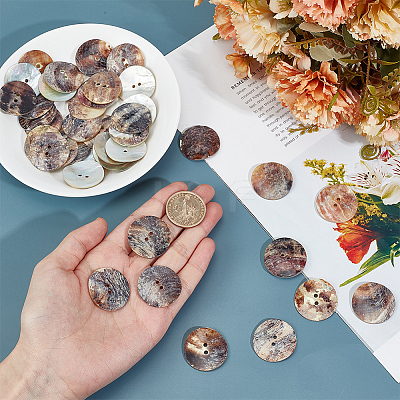 40Pcs 2-Hole Shell Buttons BUTT-GO0001-10-1