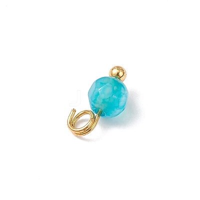 Natural Agate(Dyed & Heated) Faceted Round Charms PALLOY-JF04286-01-1