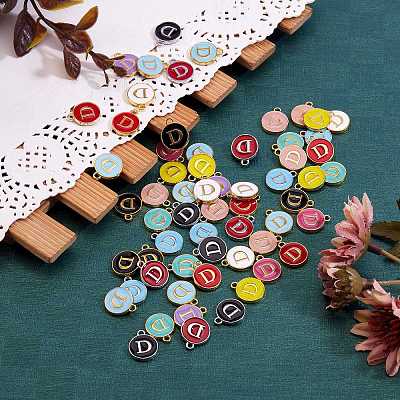 120Pcs 12 Colors Golden Plated Alloy Charms ENAM-SZ0001-64D-1