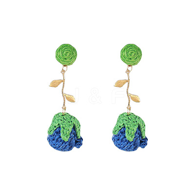 Bohemia Raffia & Alloy Stud Dangle Earrings WG3AA71-01-1