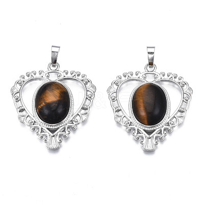 Natural Tiger Eye Pendants G-S274-12L-1