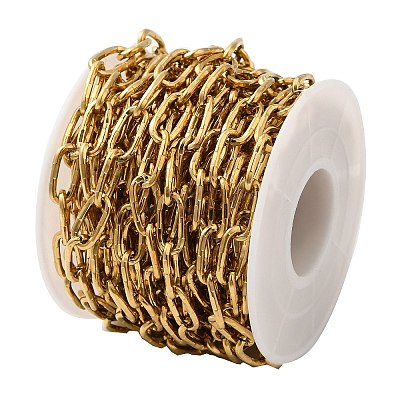 Ion Plating(IP) 304 Stainless Steel Textured Oval Link Chains CHS-K017-01G-1
