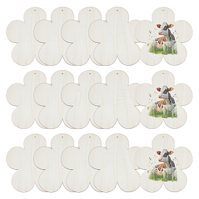 15Pcs Unfinished Wood Pendant Decorations WOOD-DC0001-25C-1