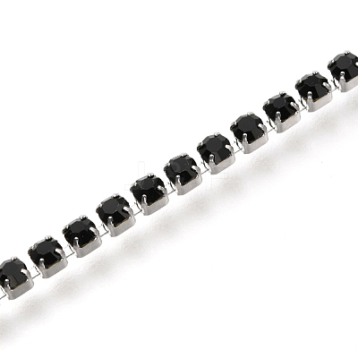 304 Stainless Steel Rhinestone Cup Chain Bracelets AJEW-B004-01A-1