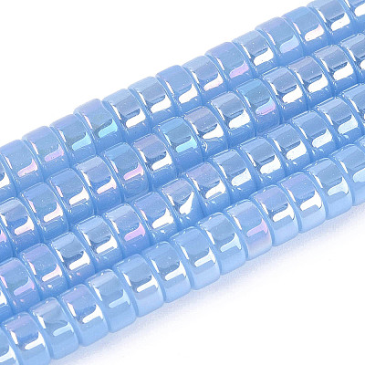 AB Color Plated Imitation Jade Glass Beads Strands GLAA-T026-3x6mm-J04-1