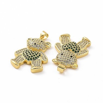Brass Micro Pave Clear Cubic Zirconia Pendants ZIRC-F135-26G-01-1